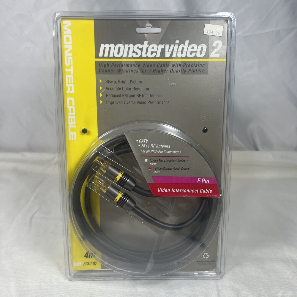Monster Video Cable 2 Interconnect Cable 4m/13.1 ft, F-Pin CATV 75 RF Antenna